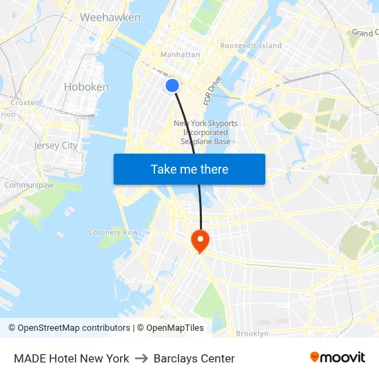 MADE Hotel New York to Barclays Center map