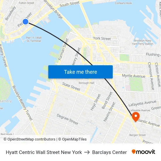 Hyatt Centric Wall Street New York to Barclays Center map