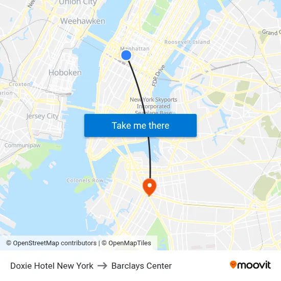 Doxie Hotel New York to Barclays Center map