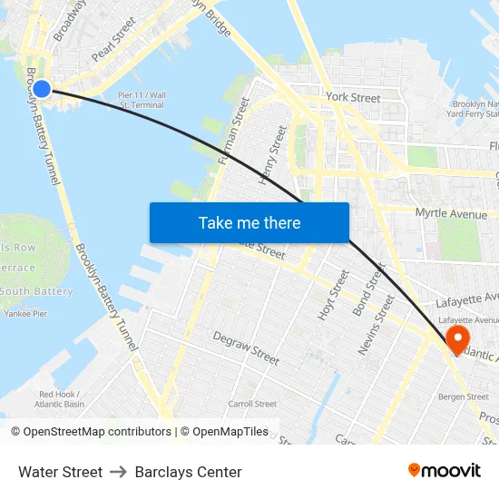Water Street to Barclays Center map