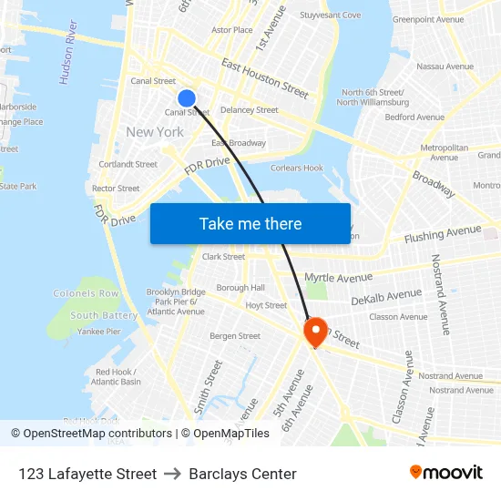 123 Lafayette Street to Barclays Center map