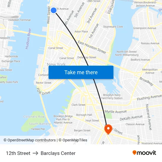 12th Street to Barclays Center map