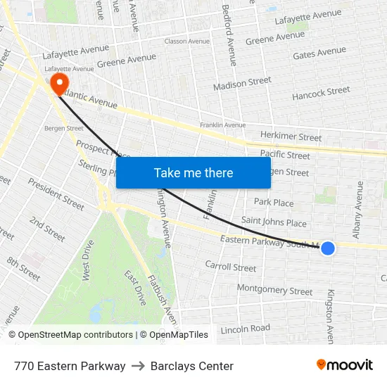 770 Eastern Parkway to Barclays Center map