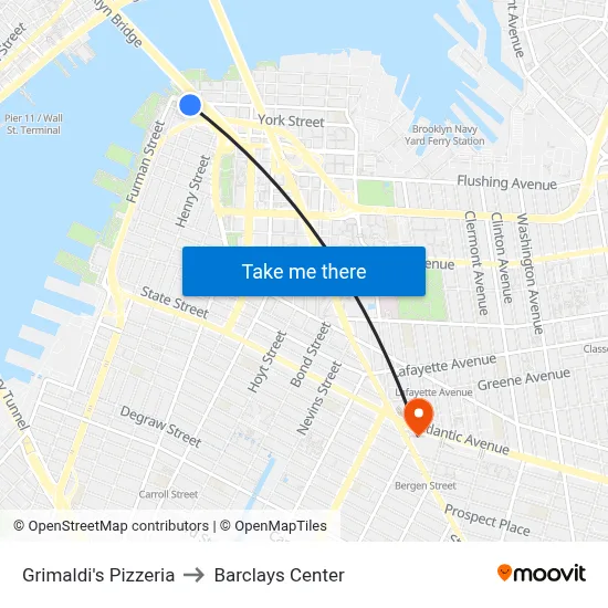 Grimaldi's Pizzeria to Barclays Center map