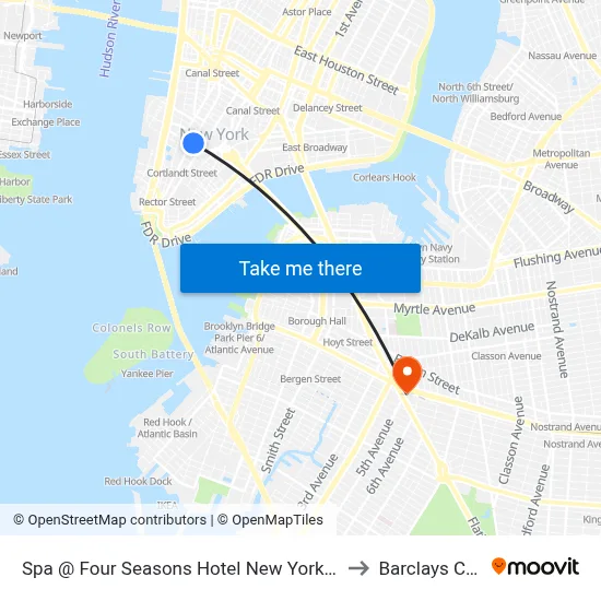 Spa @ Four Seasons Hotel New York Downtown to Barclays Center map