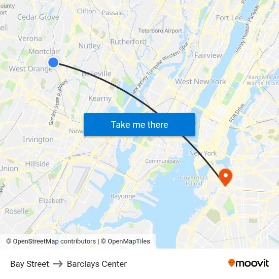 Bay Street to Barclays Center map