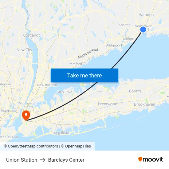Union Station to Barclays Center map