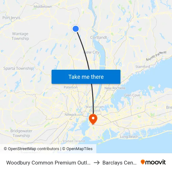 Woodbury Common Premium Outlets to Barclays Center map