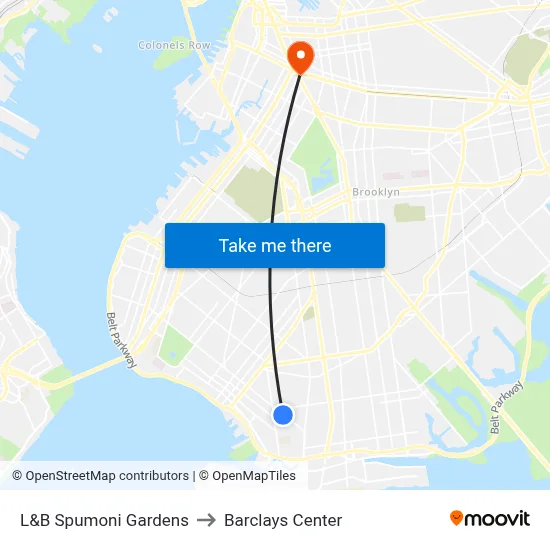 L&B Spumoni Gardens to Barclays Center map