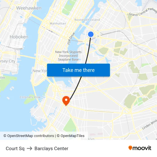 Court Sq to Barclays Center map