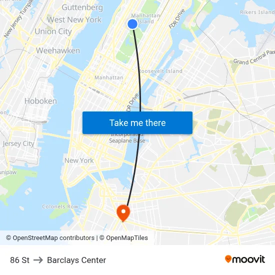 86 St to Barclays Center map