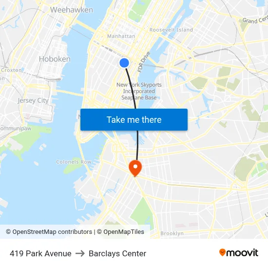 419 Park Avenue to Barclays Center map