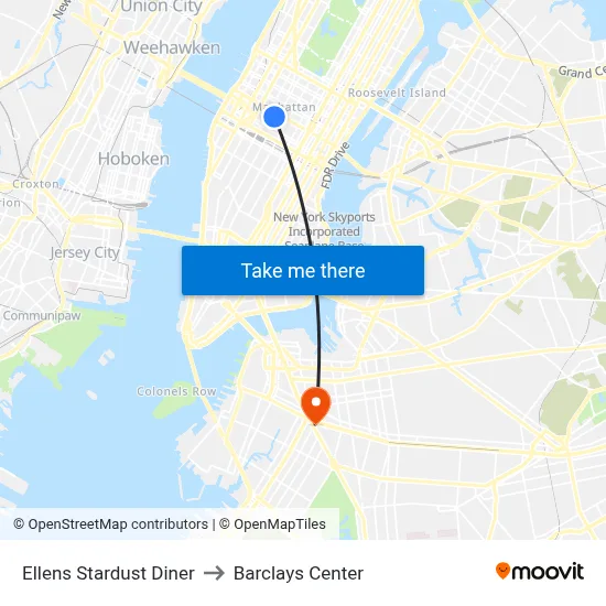 Ellens Stardust Diner to Barclays Center map