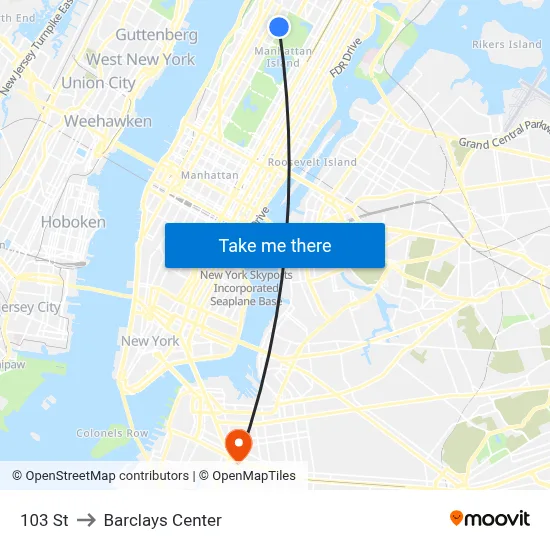 103 St to Barclays Center map