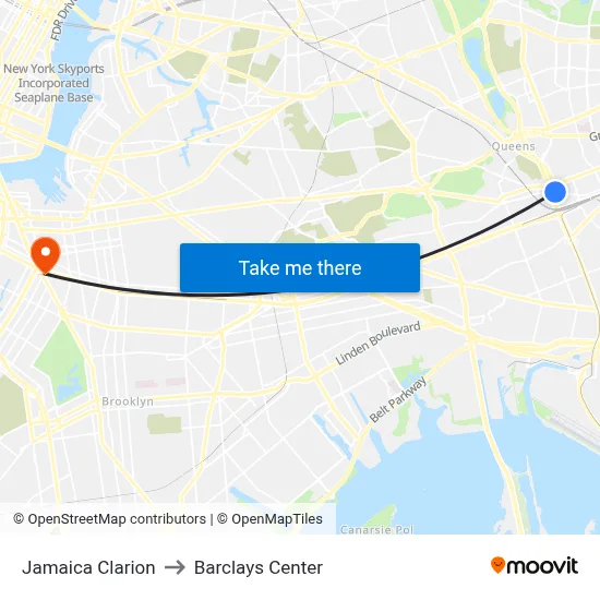 Jamaica Clarion to Barclays Center map