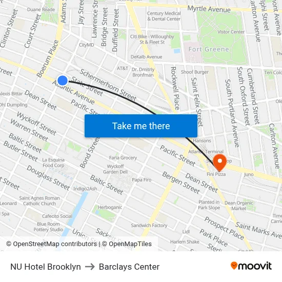 NU Hotel Brooklyn to Barclays Center map