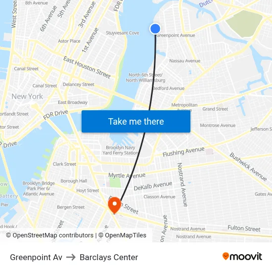 Greenpoint Av to Barclays Center map