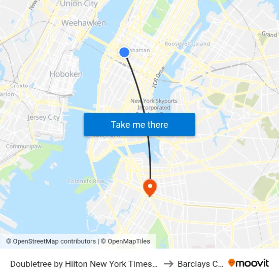 Doubletree by Hilton New York Times Square West to Barclays Center map