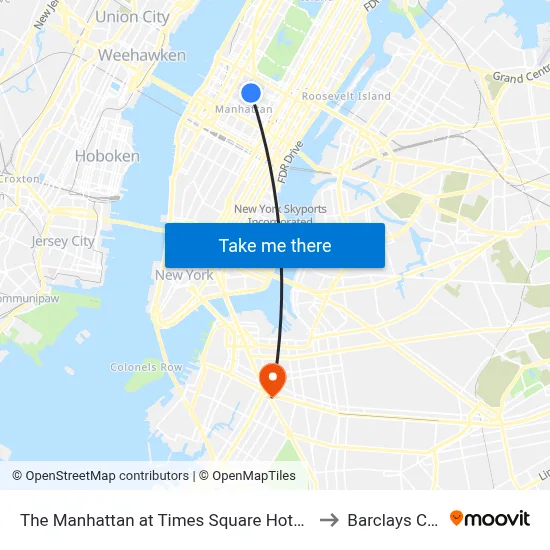 The Manhattan at Times Square Hotel, New York to Barclays Center map