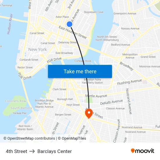 4th Street to Barclays Center map