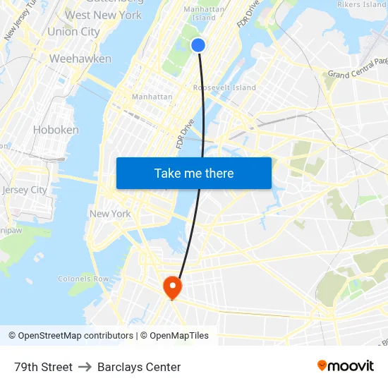 79th Street to Barclays Center map