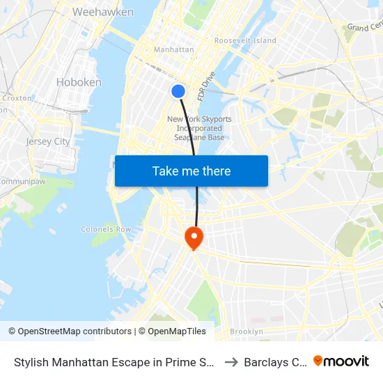 Stylish Manhattan Escape in Prime Spot, New York to Barclays Center map