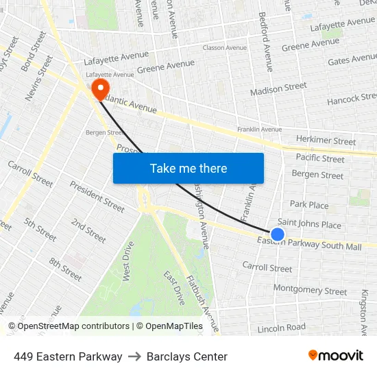 449 Eastern Parkway to Barclays Center map