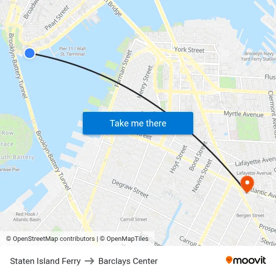 Staten Island Ferry to Barclays Center map