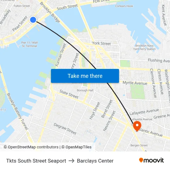 Tkts South Street Seaport to Barclays Center map