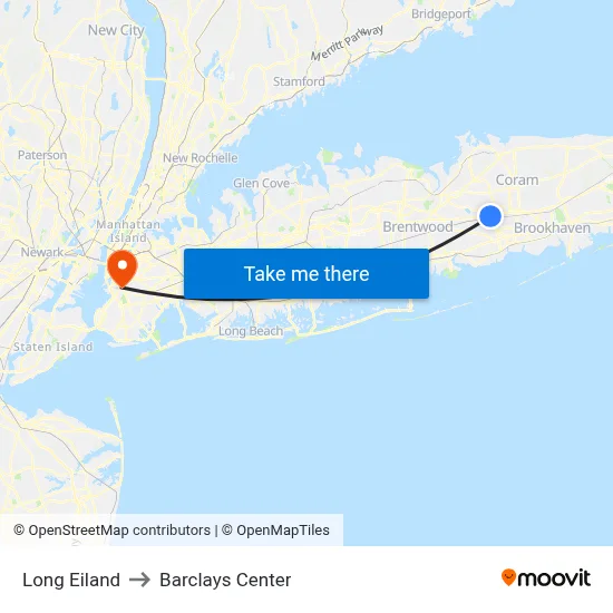 Long Eiland to Barclays Center map