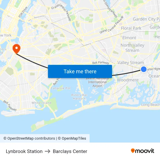 Lynbrook Station to Barclays Center map