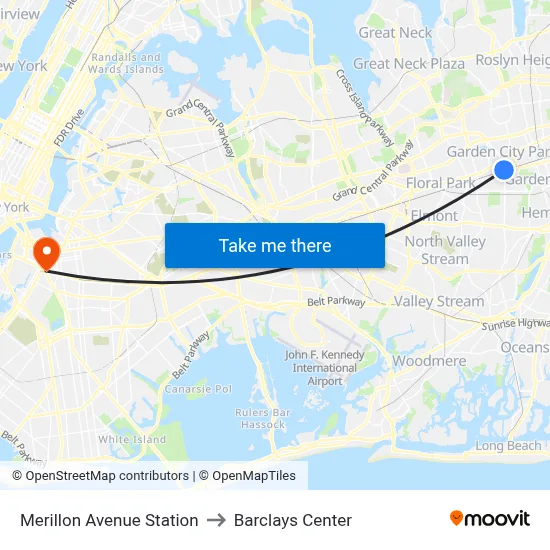 Merillon Avenue Station to Barclays Center map