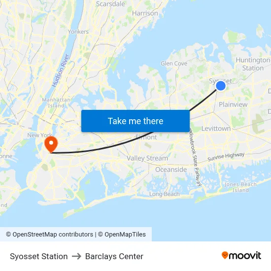 Syosset Station to Barclays Center map