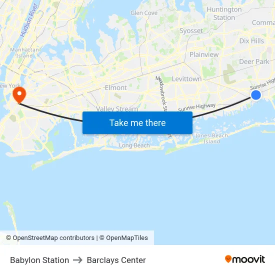 Babylon Station to Barclays Center map
