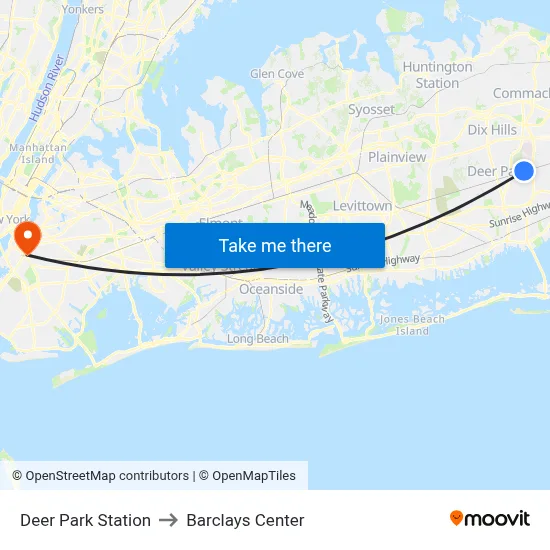 Deer Park Station to Barclays Center map