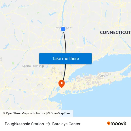 Poughkeepsie Station to Barclays Center map