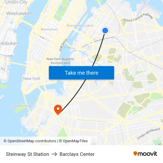 Steinway St Station to Barclays Center map