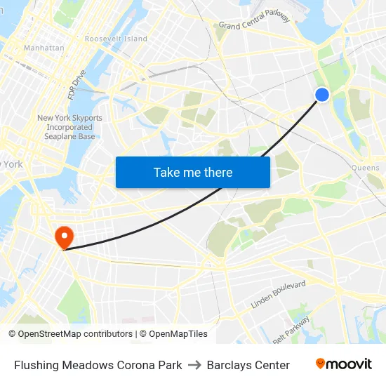 Flushing Meadows Corona Park to Barclays Center map