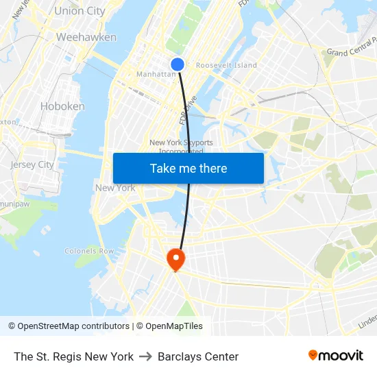 The St. Regis New York to Barclays Center map