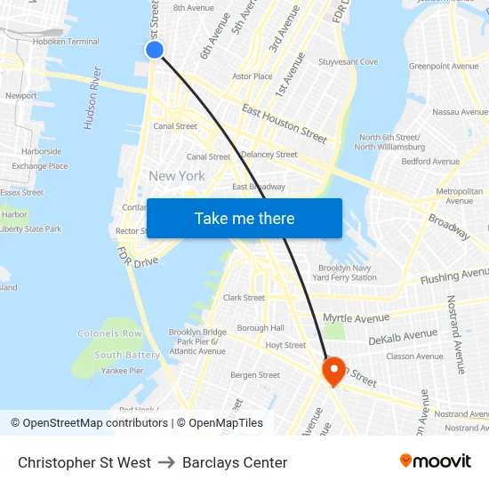 Christopher St West to Barclays Center map