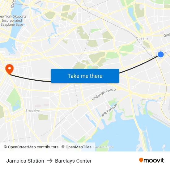 Jamaica Station to Barclays Center map