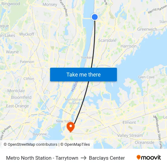 Metro North Station - Tarrytown to Barclays Center map