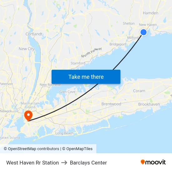 West Haven Rr Station to Barclays Center map