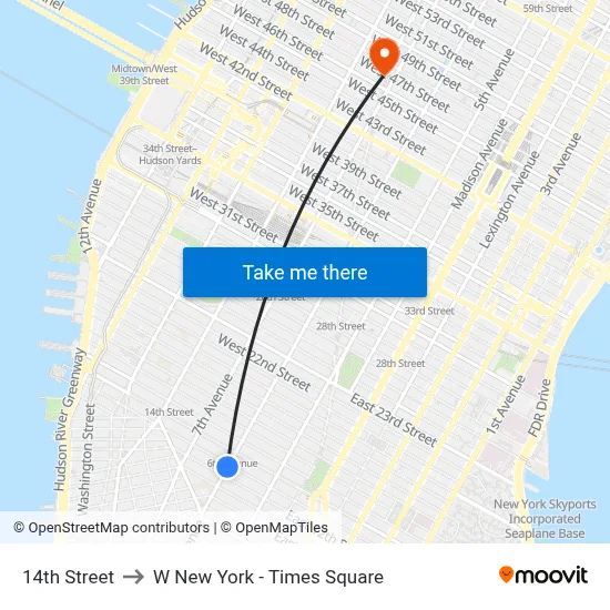 14th Street to W New York - Times Square map