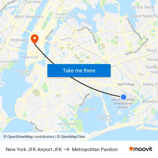 New York JFK Airport JFK to Metropolitan Pavilion map