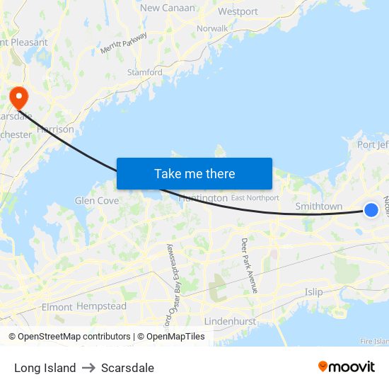 Long Island to Scarsdale map