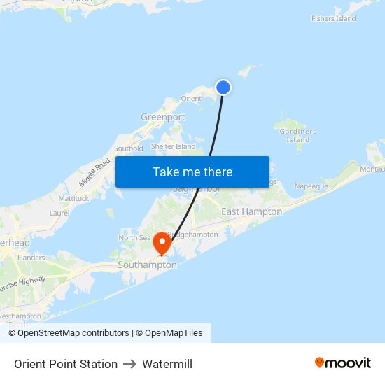 Orient Point Station to Watermill map