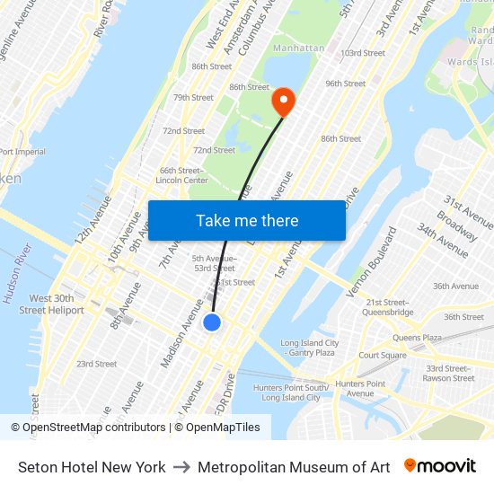 Seton Hotel New York to Metropolitan Museum of Art map