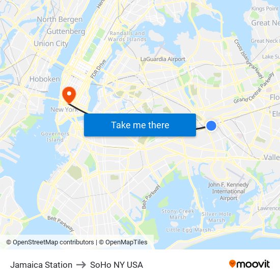 Jamaica Station, Jamaica Station, Queens, NY 11435, USA to SoHo NY USA map