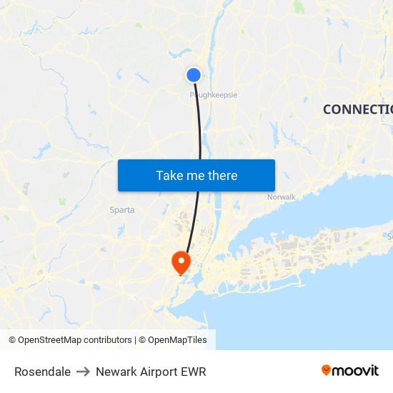 Rosendale to Newark Airport EWR map